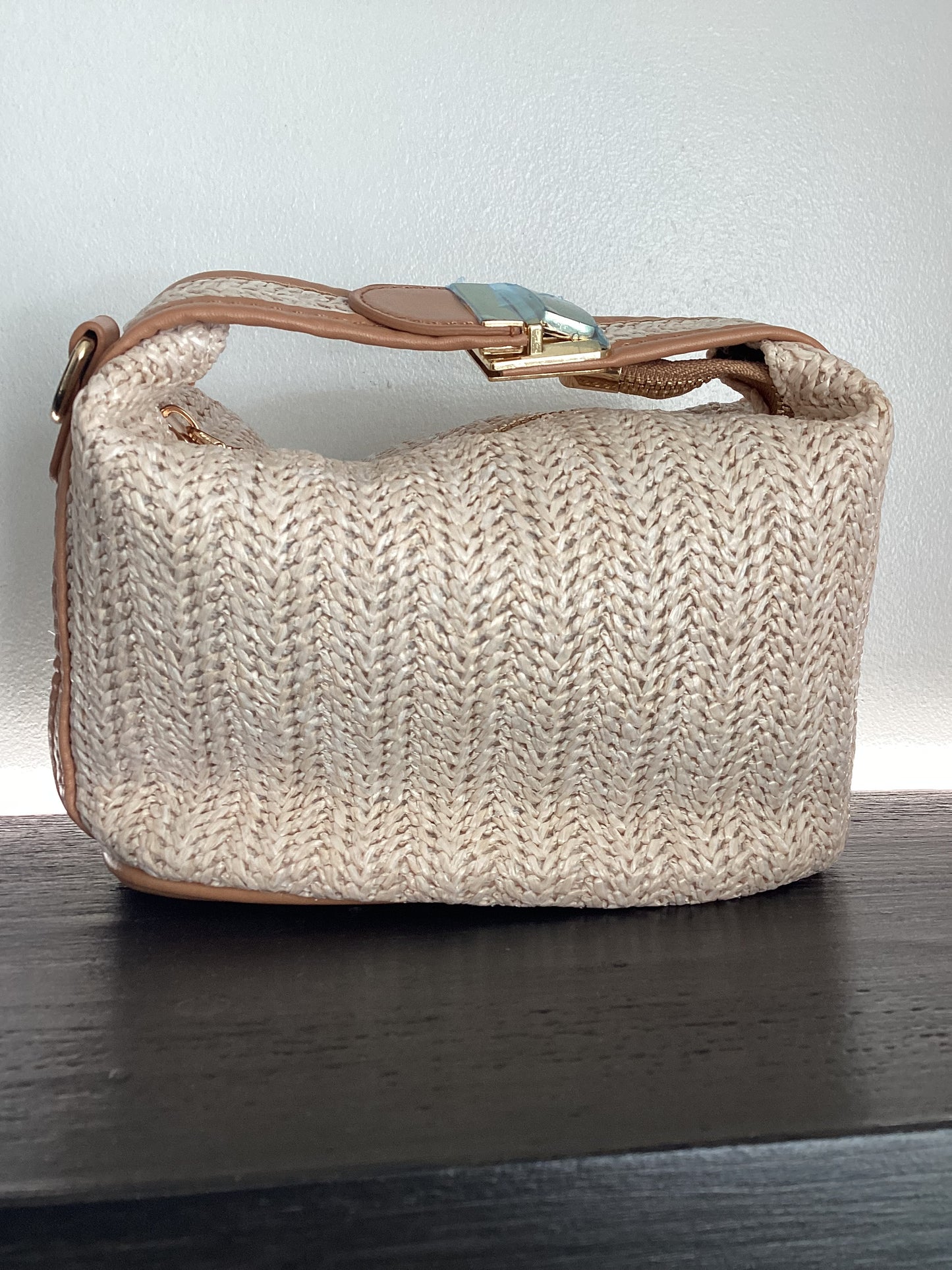 Summer Straw Woven Bag With Clasp Handle