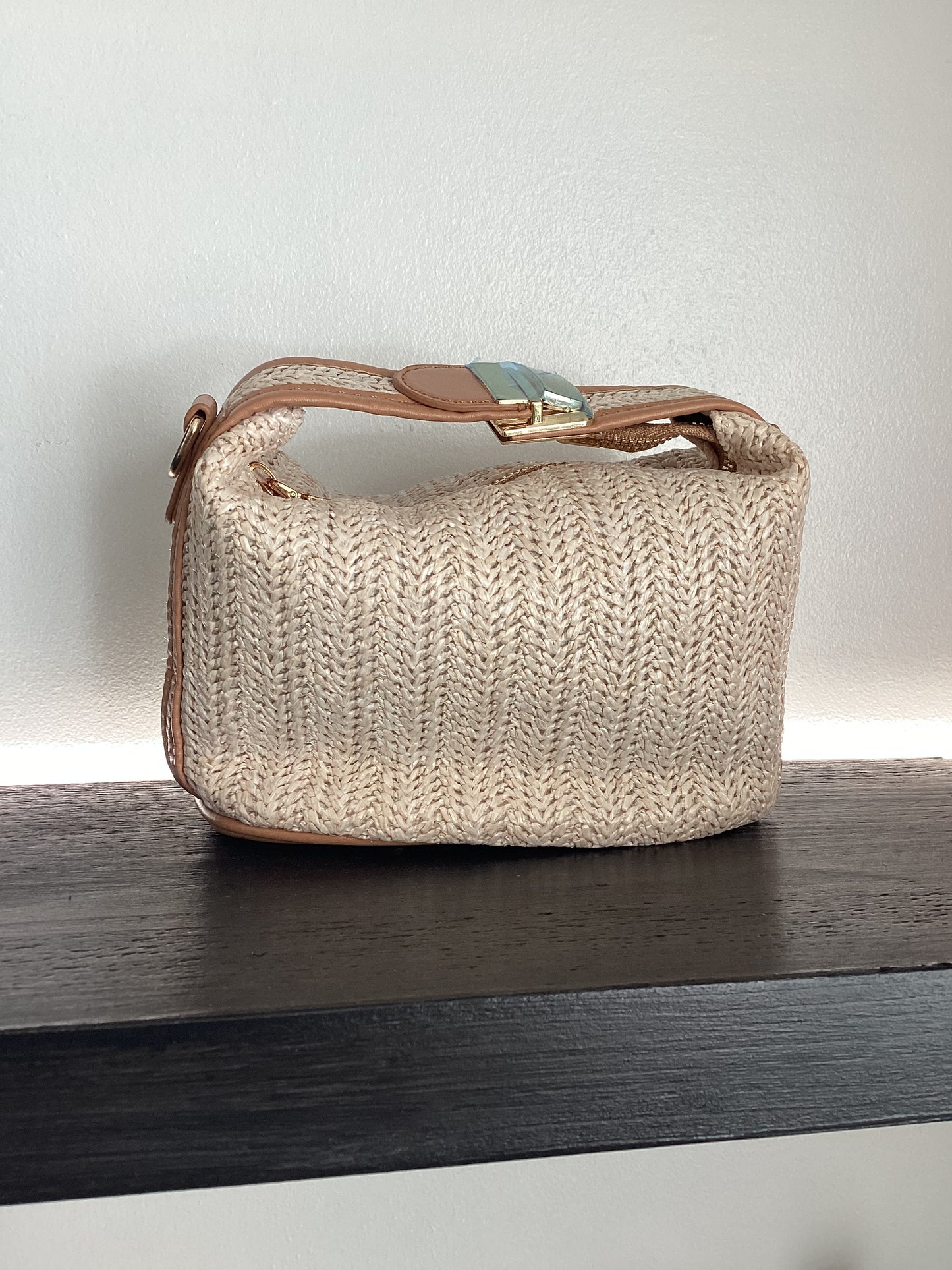 Summer Straw Woven Bag With Clasp Handle