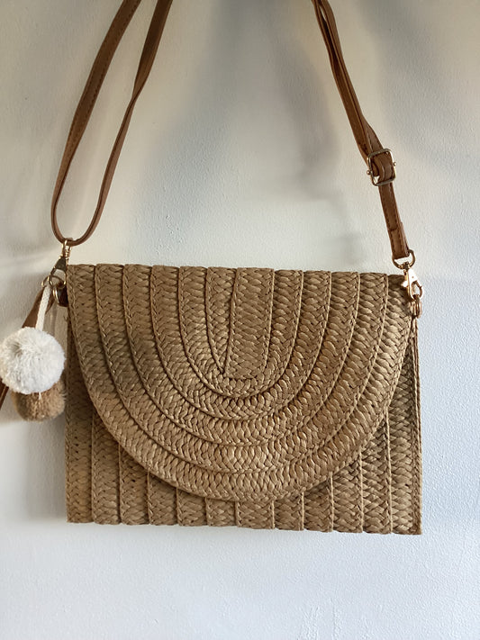 Handmade Straw woven crossover bag