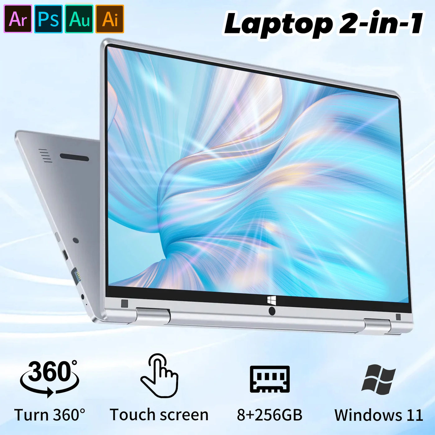 2024 360 degree rotation gaming laptop Windows 11 laptop Netbook 11.6-inch Intel Alder N4020 256GB DDR4 8TB WiFi ultrabook