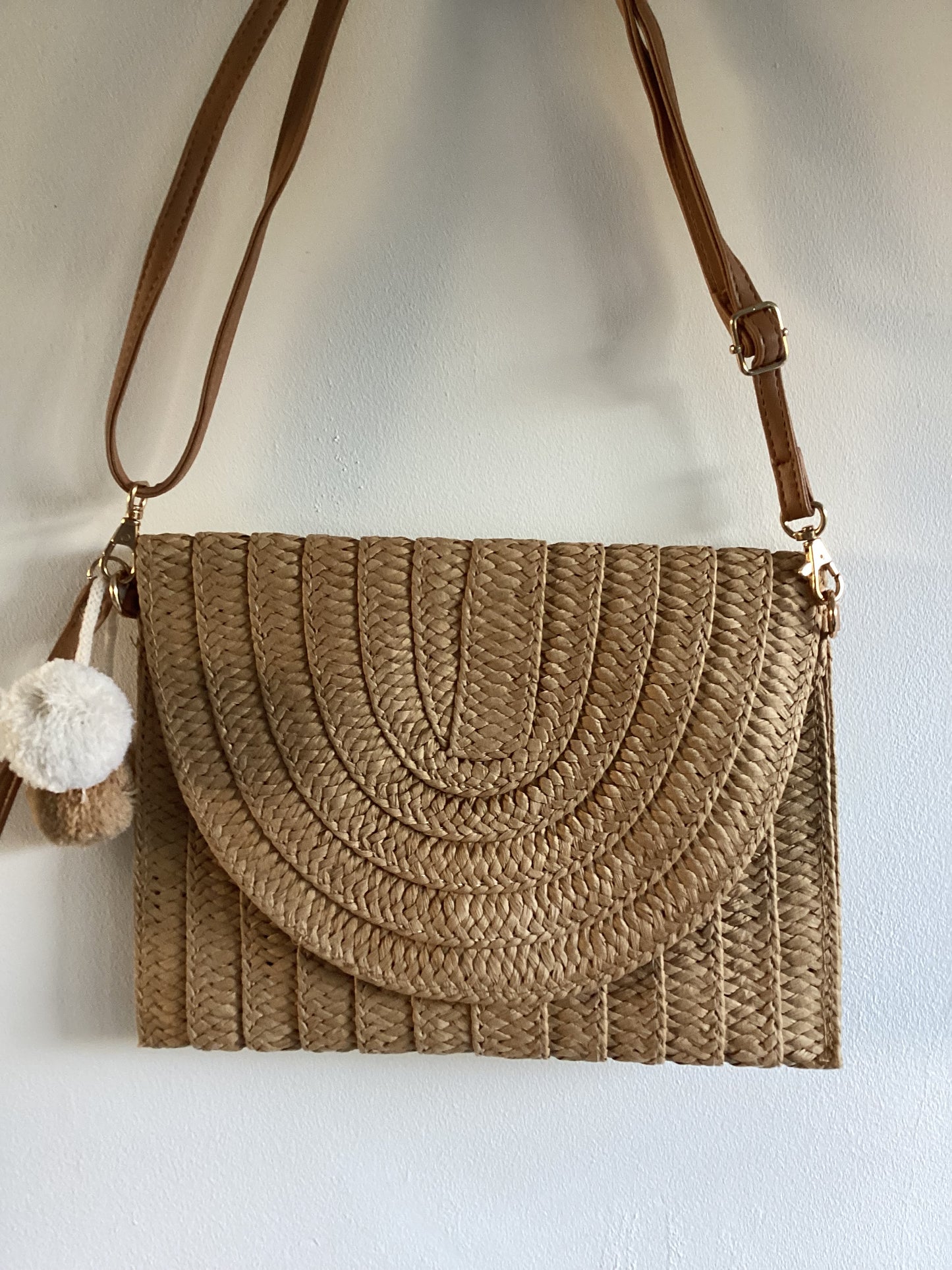 Handmade Straw woven crossover bag