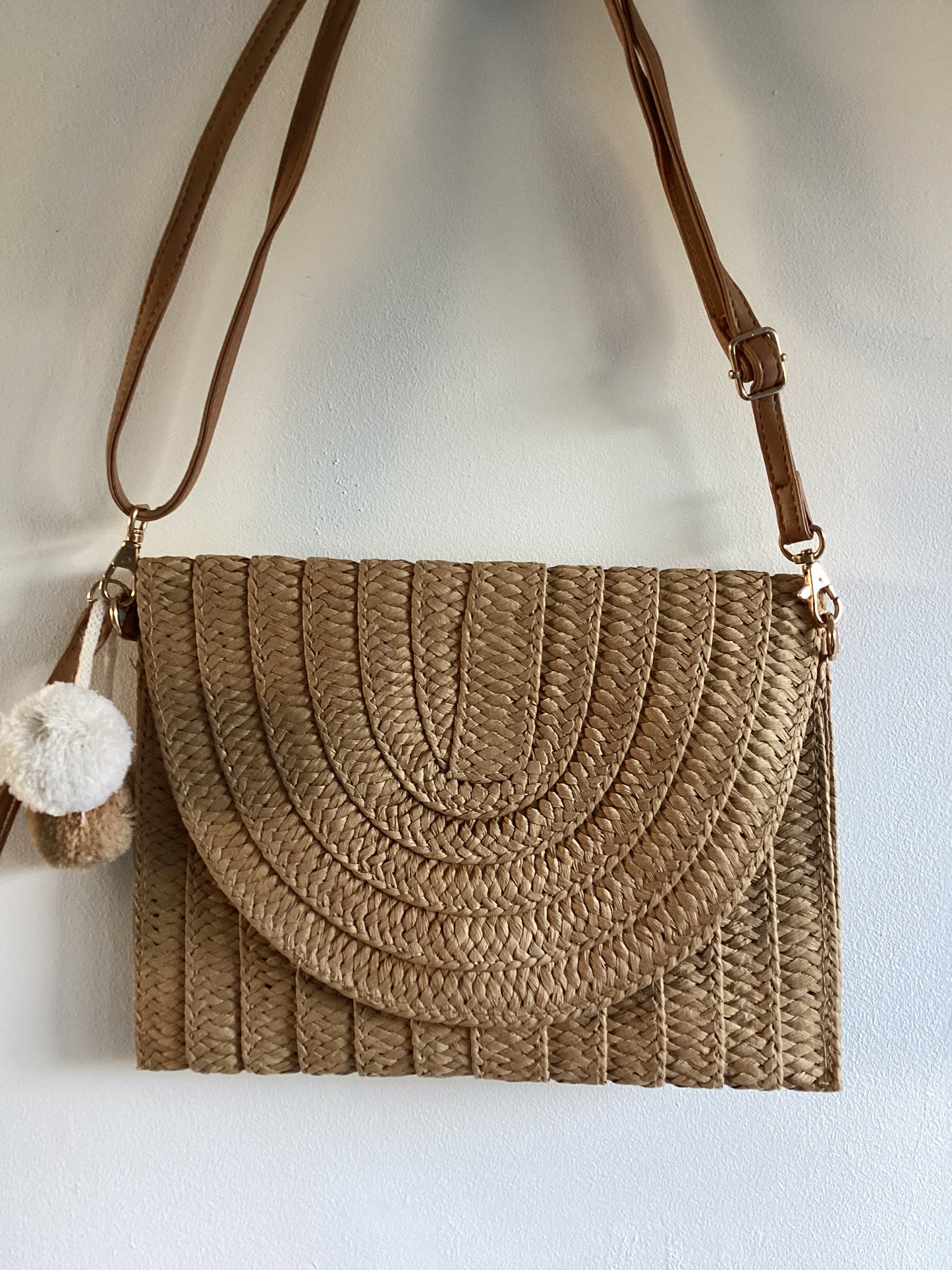 Handmade Straw woven crossover bag