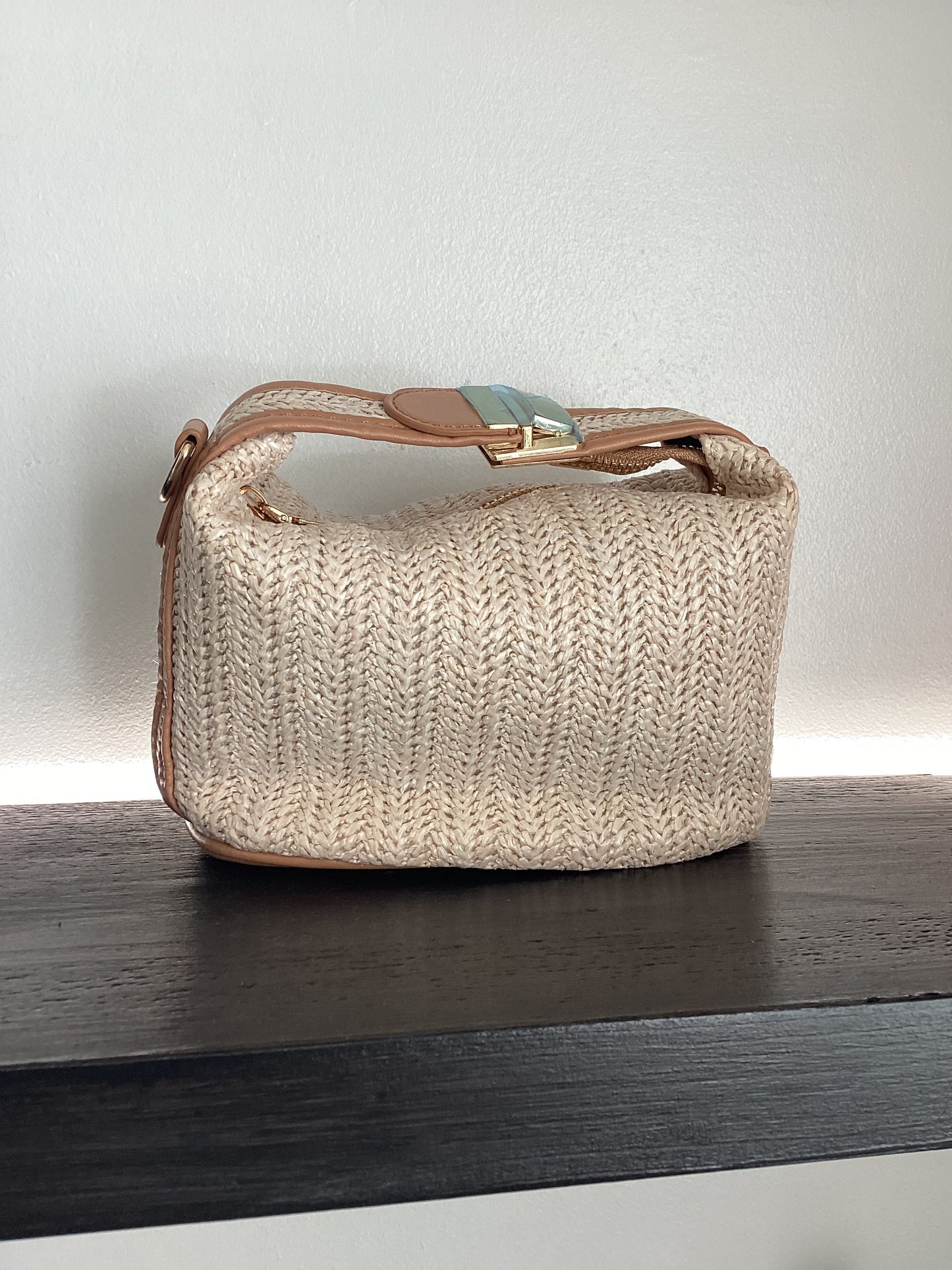 Summer Straw Woven Bag With Clasp Handle