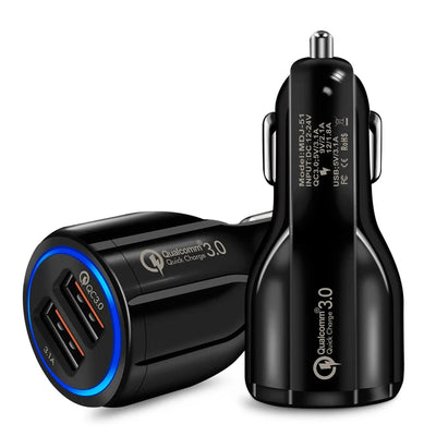 QC Quick Charge 3.0 Dual Car Charger Adapter Auto Mobile Phone Charger