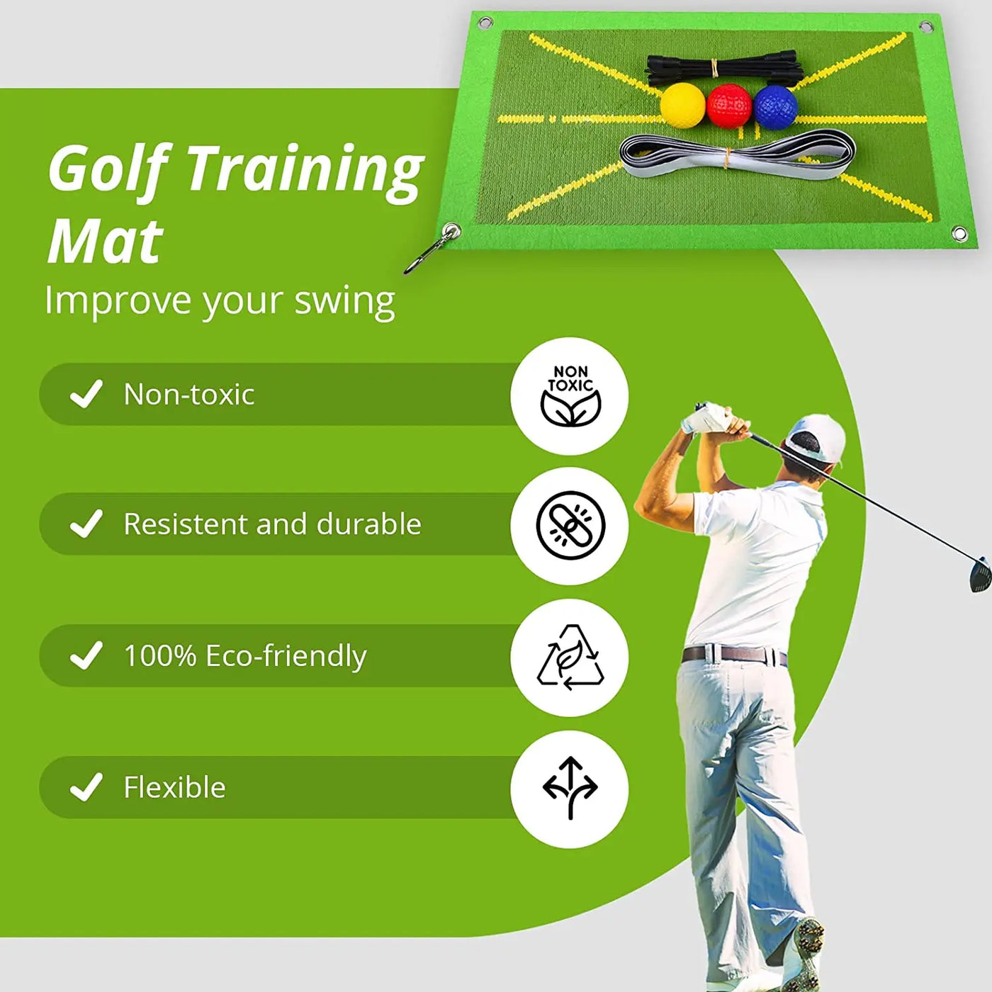 Golf Training Mat for Swing Detection Batting Path Feedback Practice Hitting Mats Training Aid Equipment  Indoor Outdoor